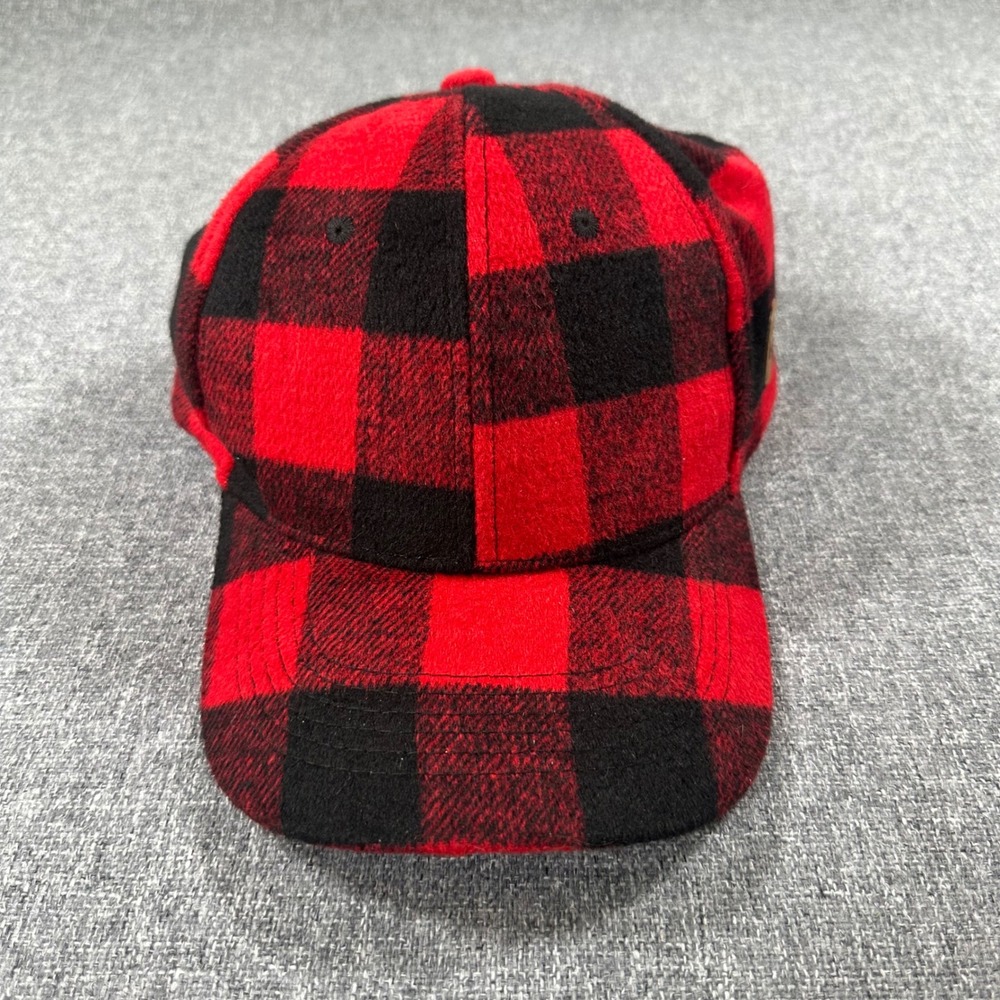 Great Northern Buffalo Plaid Wool Blend Baseball Cap Red Black Lumberjack Hat